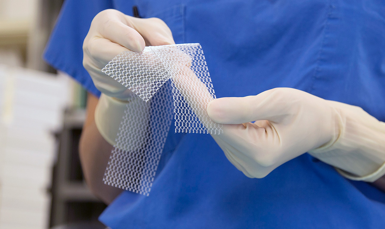 Vaginal mesh being prepared