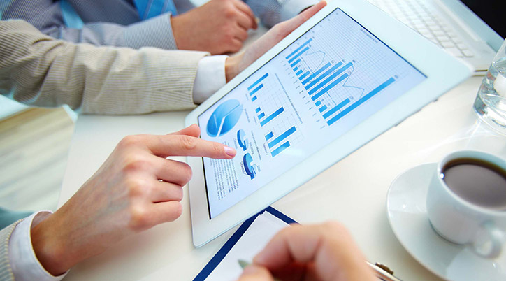 A pie chart being flashed on an iPad