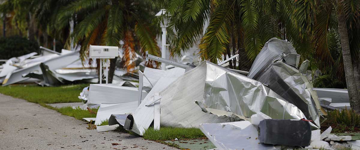 Destroyed infrastructure from hurricane